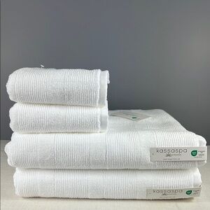 Kassa Spa White Bath Towel Set 100% Cotton Luxury 2 Bath 2 Hand Set of 4 NEW